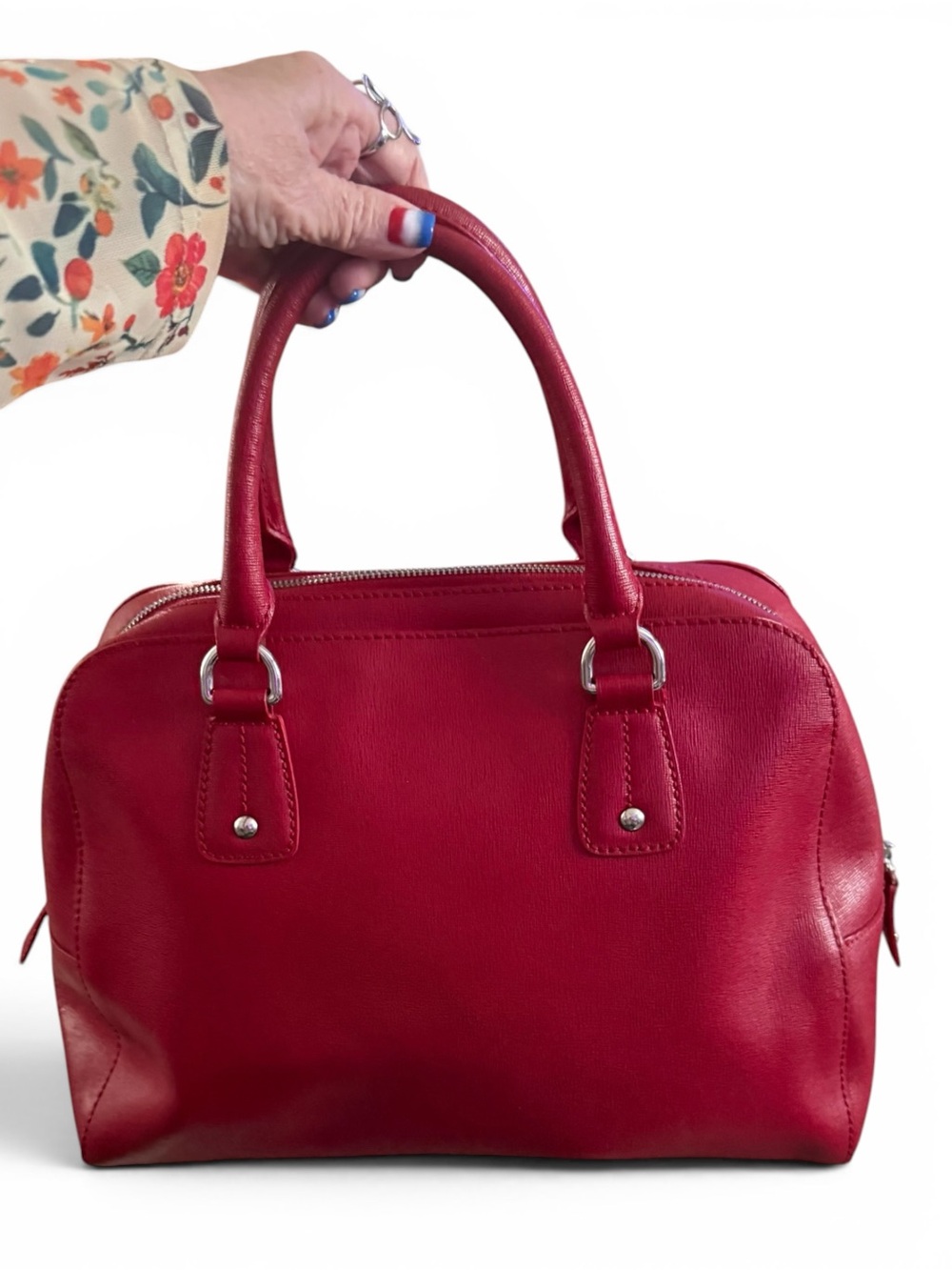 Furla Crimson Dome Leather Top-Handle Satchel   Excellent Condition - Picture 2 of 8